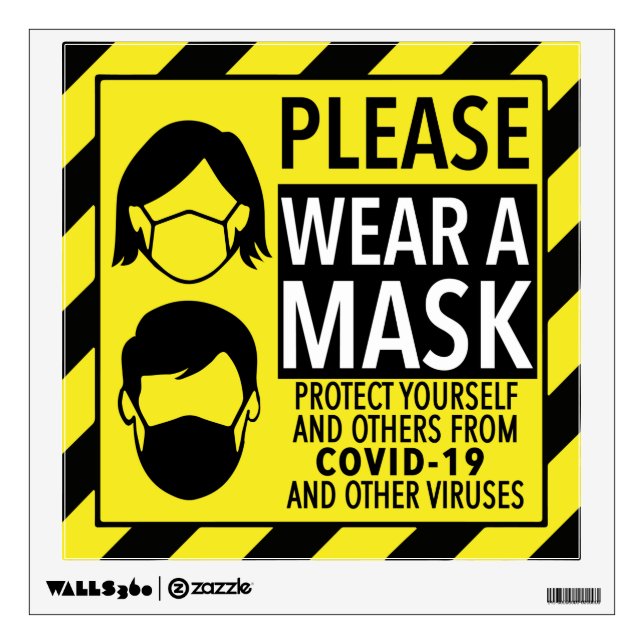 please wear a face mask mandatory required sign wall decal (Front)