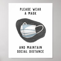 Please Wear a Face Mask Minimalist Abstract Black Poster
