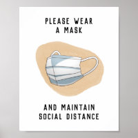Please Wear a Face Mask Minimalist Abstract Tan Poster