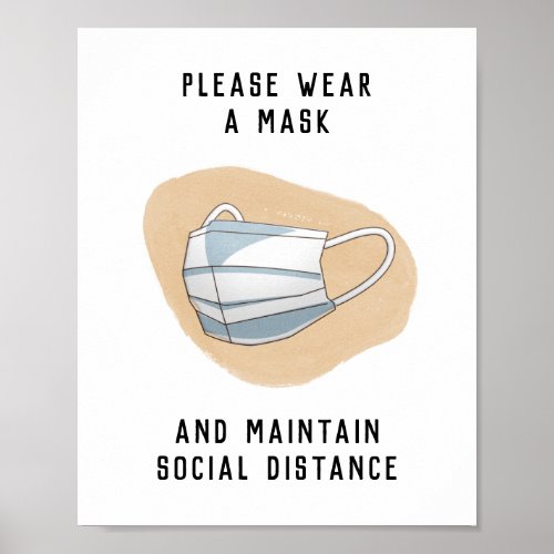 Please Wear a Face Mask Minimalist Abstract Tan Poster