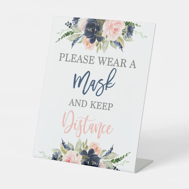 Please wear a mask gender reveal pedestal sign (Front)