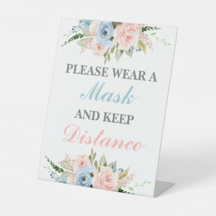 Please wear a mask gender reveal pedestal sign