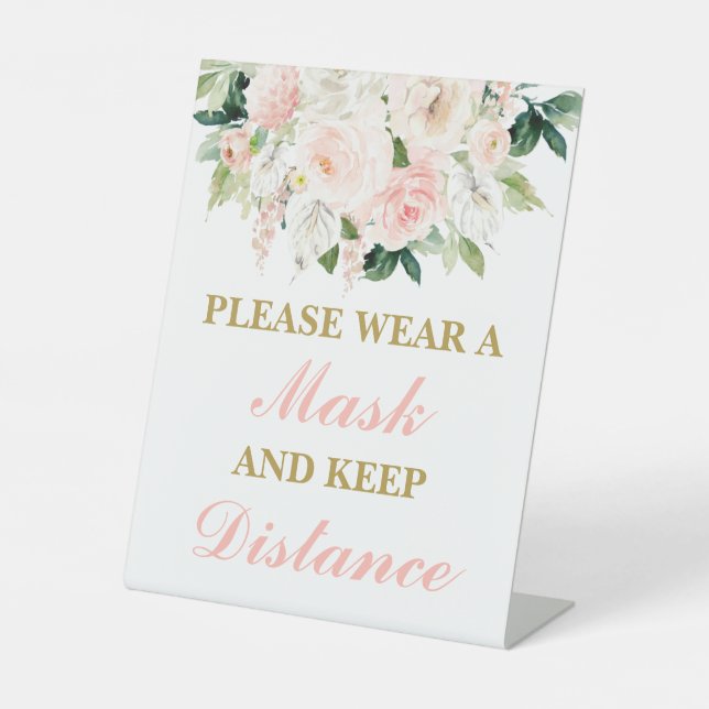 Please wear a mask pedestal sign (Front)