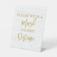 Please wear a mask rustic pedestal sign