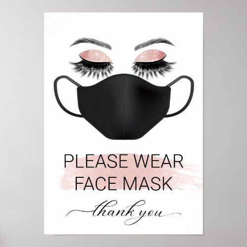 Please Wear Face Mask Beauty Salon Spa Safety Post Poster