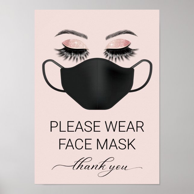 Please Wear Face Mask Beauty Salon Spa Safety Poster (Front)