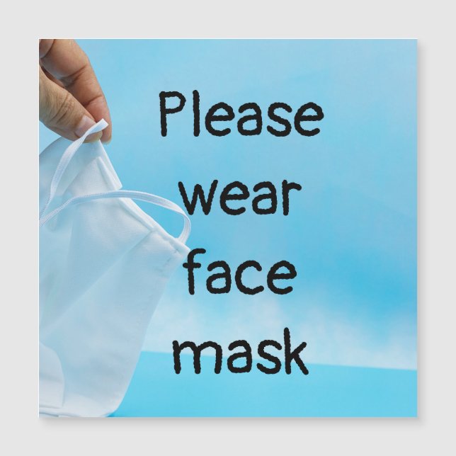 Please wear face mask on blue background (Front)