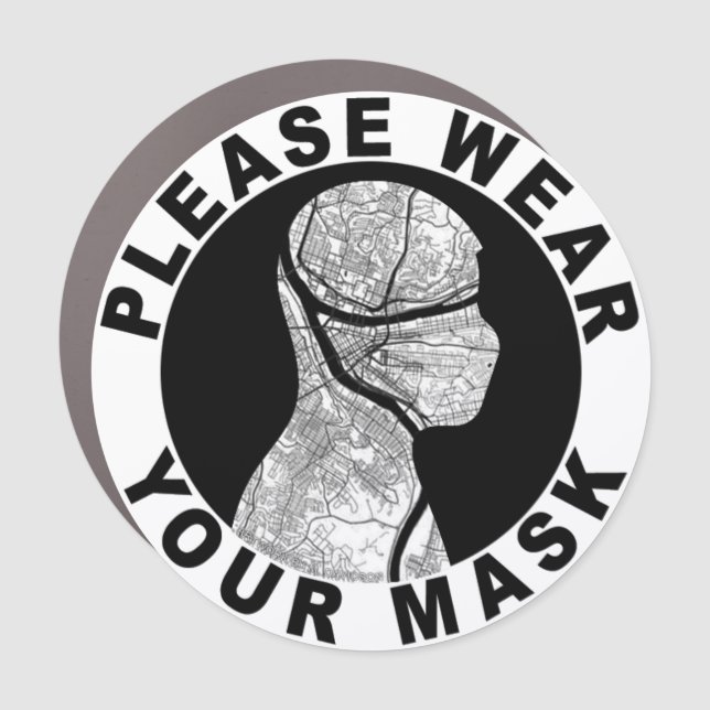 Please Wear Your Mask (Pittsburgh Map) Car Magnet (Front)