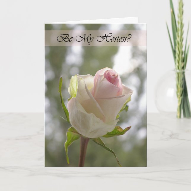 Please will you be my hostess wedding card (Front)