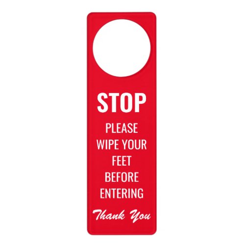 Please wipe your feet before entering thank you door hanger
