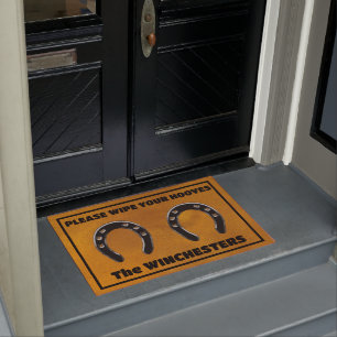 "Please Wipe your Hooves" With Horseshoes Doormat