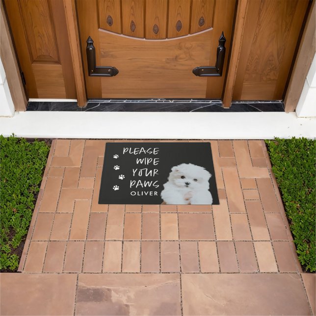 please wipe your paws dog photo doormat (Outdoor)