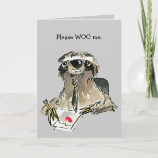 Please Woo Me Cartoon Sloth Card