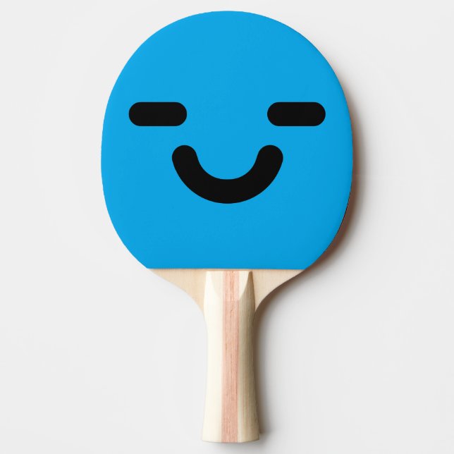 Pleased Face Blue Ping Pong Paddle (Front)