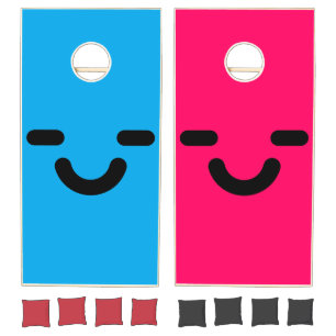 Pleased Face Blue & Pink Cornhole Set