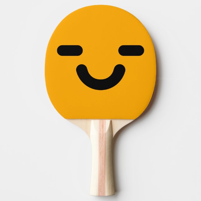 Pleased Face Orange Ping Pong Paddle (Front)