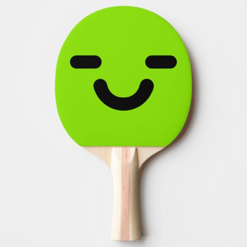 Pleased Smiley Face Green Ping Pong Paddle