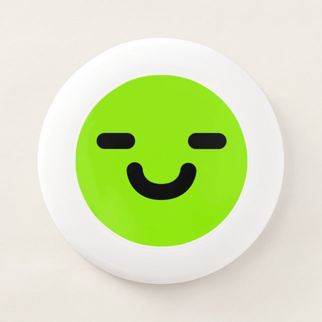 Pleased Smiley Face Green Wham-O Frisbee (Front)
