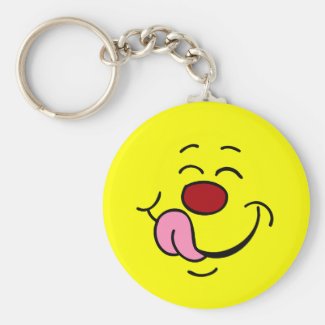 Pleased Smiley Face Grumpey Key Chain