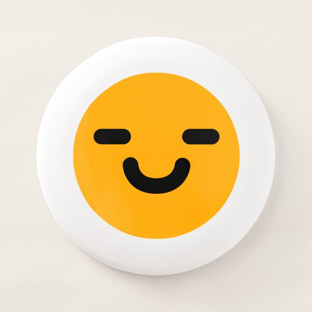 Pleased Smiley Face Orange Wham-O Frisbee (Front)