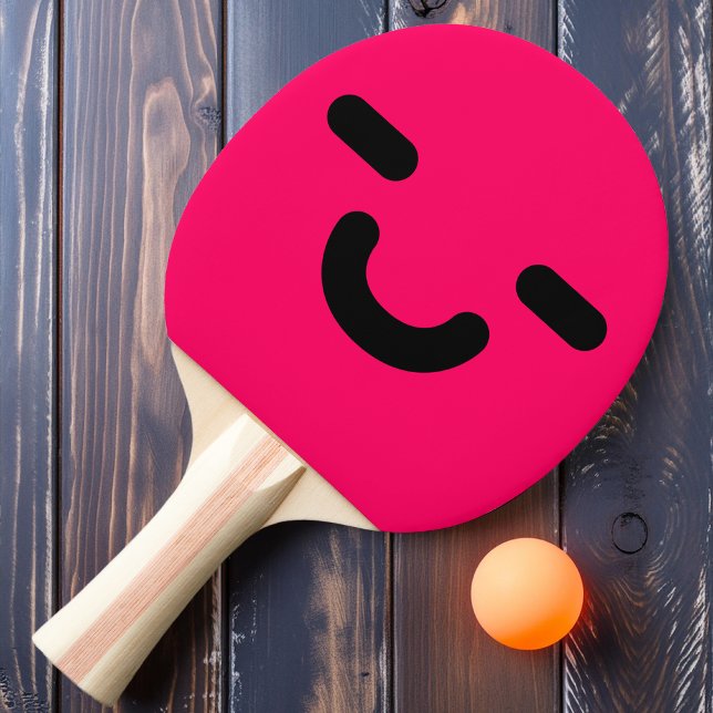 Pleased Smiley Face Pink Ping Pong Paddle (Creator Uploaded)