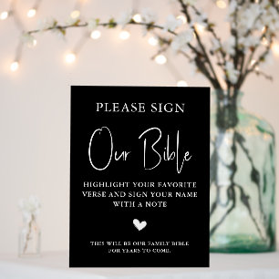 Pleases Sign Our Bible Wedding Minimal Black White