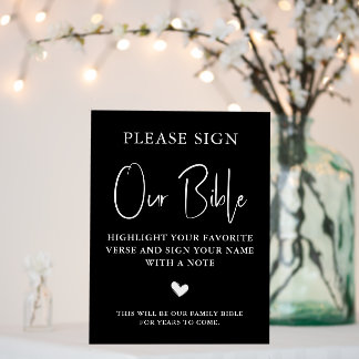 Pleases Sign Our Bible Wedding Minimal Black White