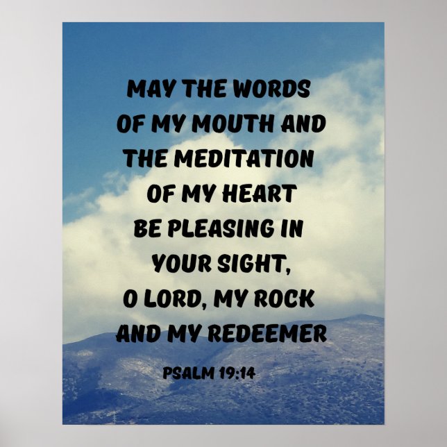 Pleasing In God's Sight Psalm 19:14 Bible Verse Poster (Front)