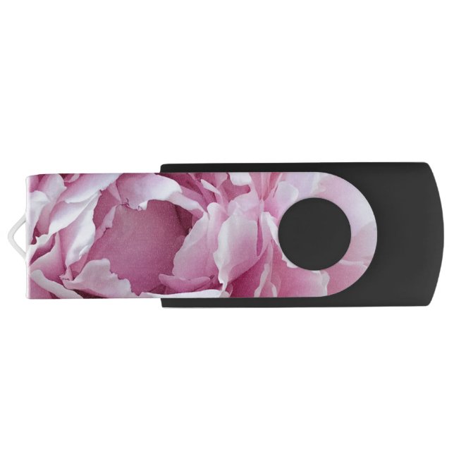 Pleasing Pink Perky Peony Flower Flash Drive (Back)