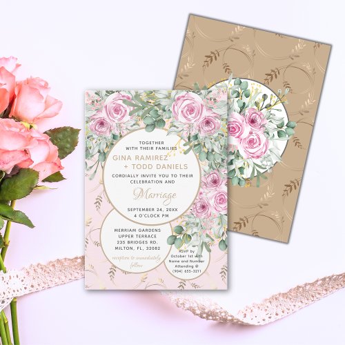 Pleasing Pink Rose Wedding Invitation