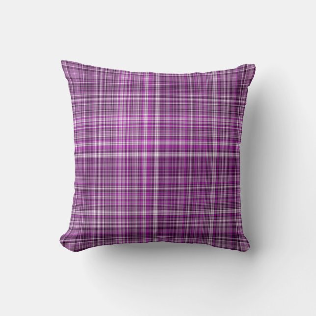 Pleasing Purples Plaid 13-Square Throw Pillow (Front)