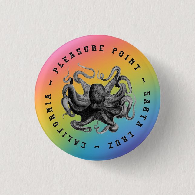Pleasure Point, Santa Cruz Octopus   Button (Front)