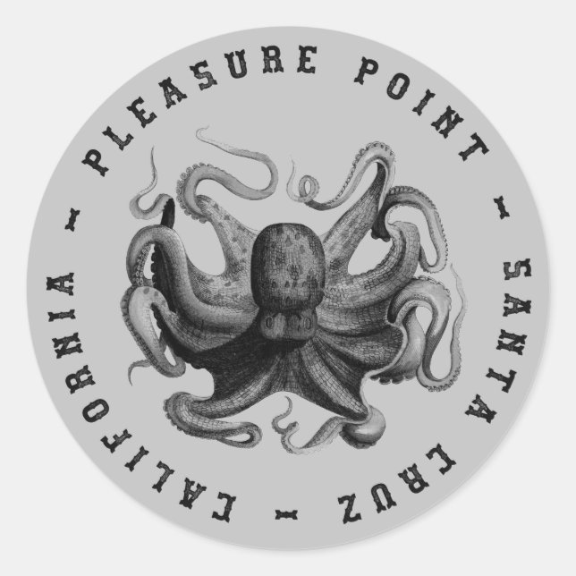 Pleasure Point, Santa Cruz Octopus  Classic Round Sticker (Front)
