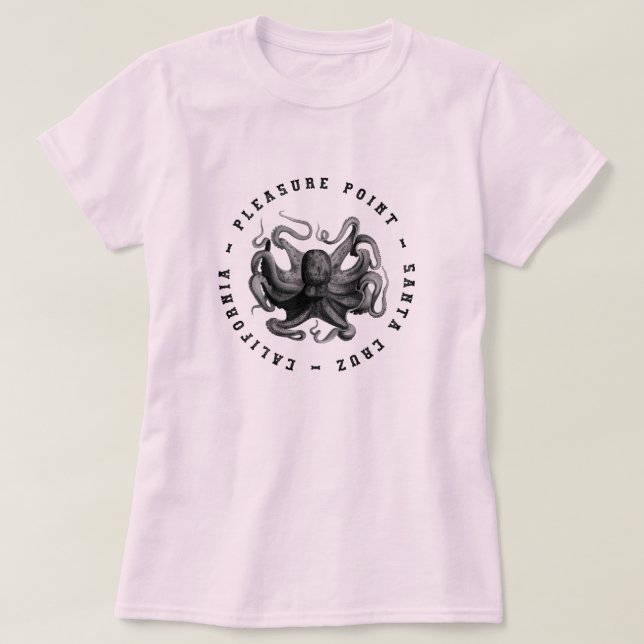 Pleasure Point, Santa Cruz Octopus  T-Shirt (Design Front)