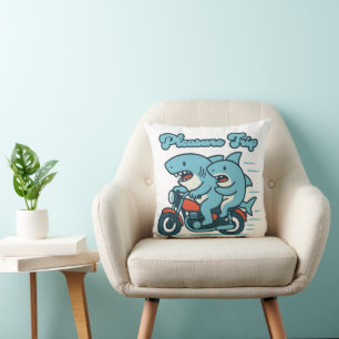 Pleasure Trip Cartoon Shark Collection Throw Pillow