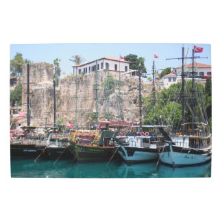 Pleasure yachts near the walls metal print