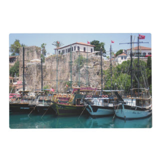 Pleasure yachts near the walls placemat