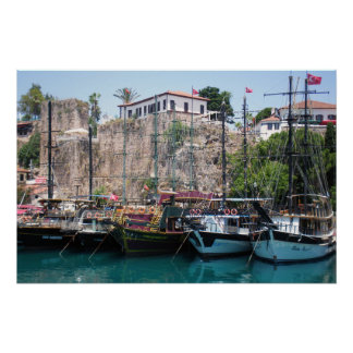 Pleasure yachts near the walls poster