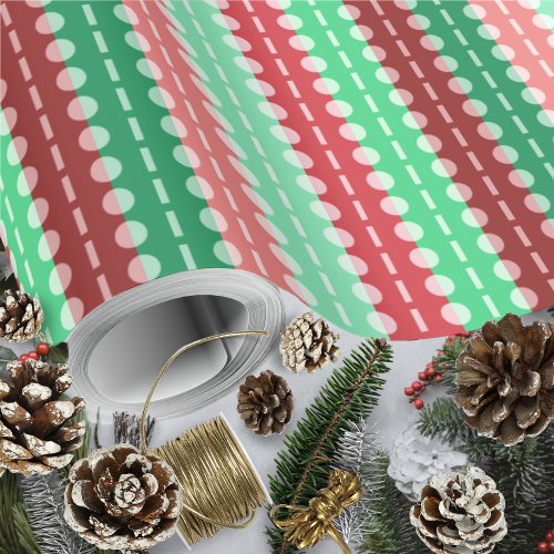 Pleated Stripes _ Christmas _ Green Red Pink Wrapping Paper