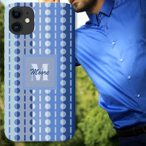Pleated Stripes  Light to Dark Blue Ombre iPhone 11 Case