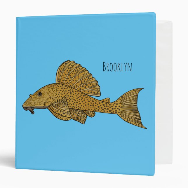 Pleco fish cartoon illustration  3 ring binder (Front/Inside)