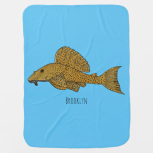 Pleco fish cartoon illustration baby blanket