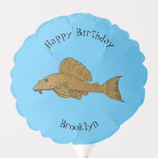 Pleco fish cartoon illustration  balloon (Front)