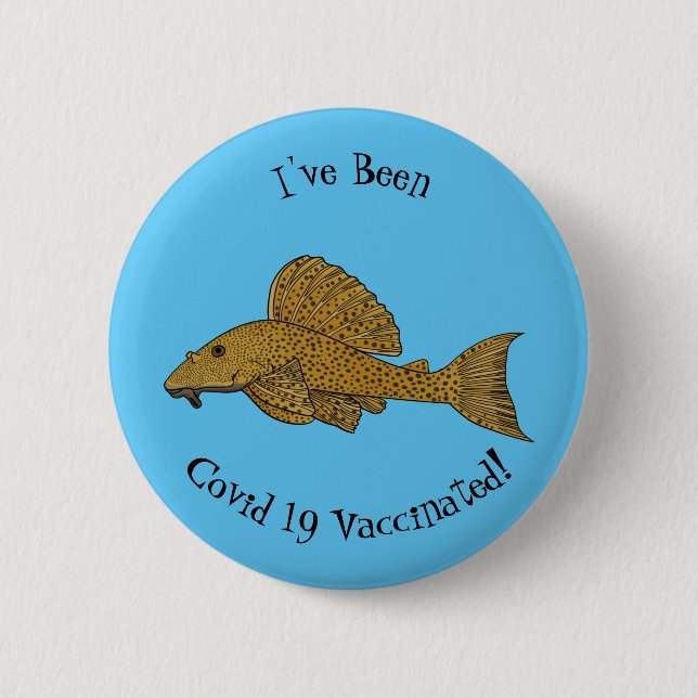 Pleco fish cartoon illustration  button (Front)