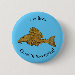 Pleco fish cartoon illustration button
