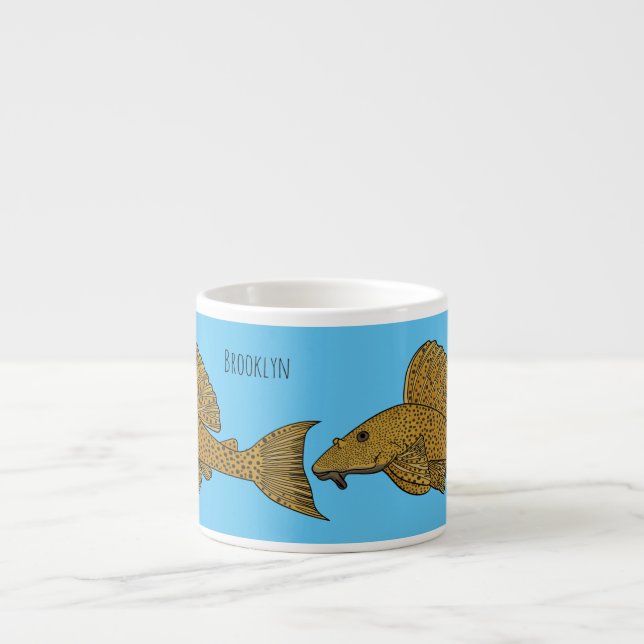 Pleco fish cartoon illustration   espresso cup (Front)