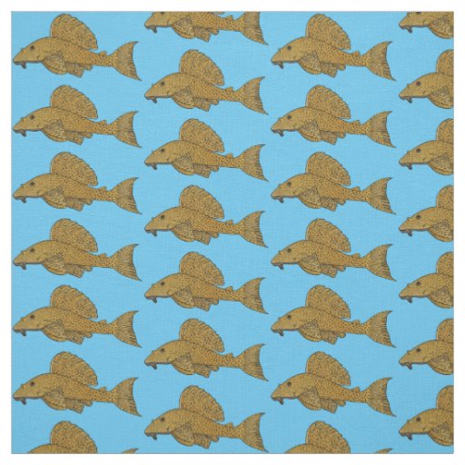 Pleco fish cartoon illustration  fabric