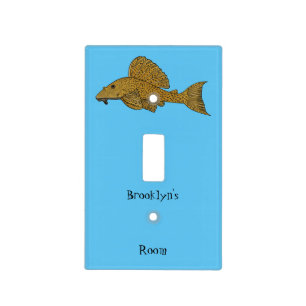 Pleco fish cartoon illustration light switch cover