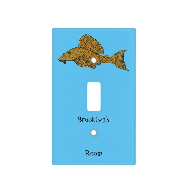 Pleco fish cartoon illustration  light switch cover (Front)