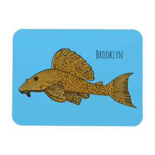 Pleco fish cartoon illustration magnet